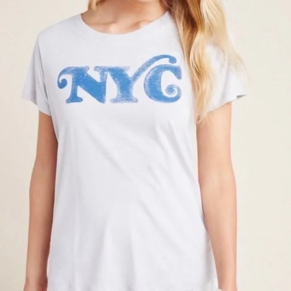 ANTHROPOLOGIE LetLuv Vintage NYC Slouchy Tee Grey Blue S Anthropologie - Picture 2 of 8